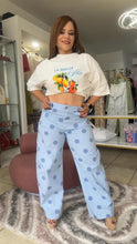 Cargar imagen en el visor de la galería, PANTALÓN BARRIL EN POLKA DOT AZUL
